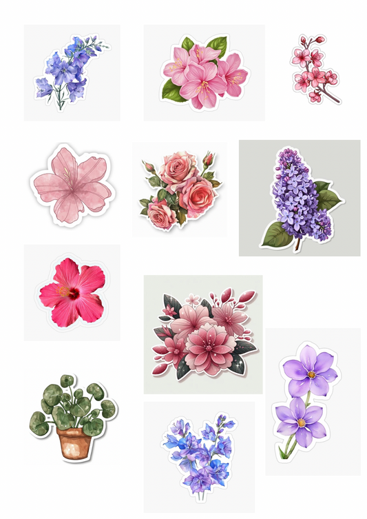 Vibrant Flower Stickers - Perfect for Decorating Your Space & Personal Items